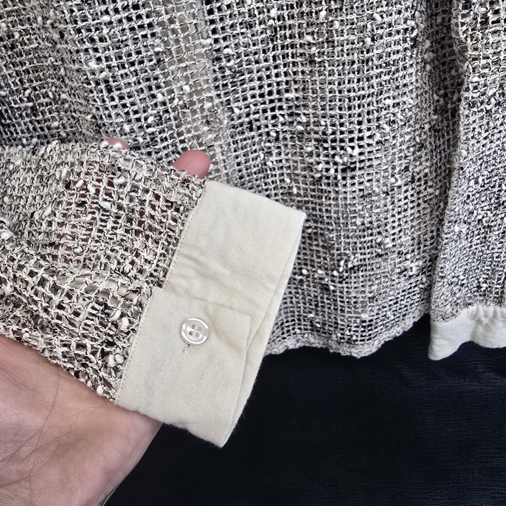 Chic White Mesh Button Down Shirt - Picture 5 of 6